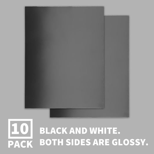 Binditek 10 Pack 13 Mil Glossy Paper Binding Presentation Covers, 250GSM, 90lb, for Business Documents, School Projects, 8-1/2 x 11", Un-Punched, Black, Office Supplies
