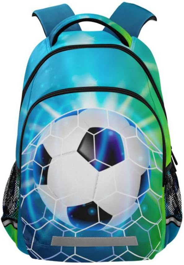 Soccer Ball Football on Field Backpack for Boys Girls Elementary School Bag Kids Bookbag Travel Rucksack