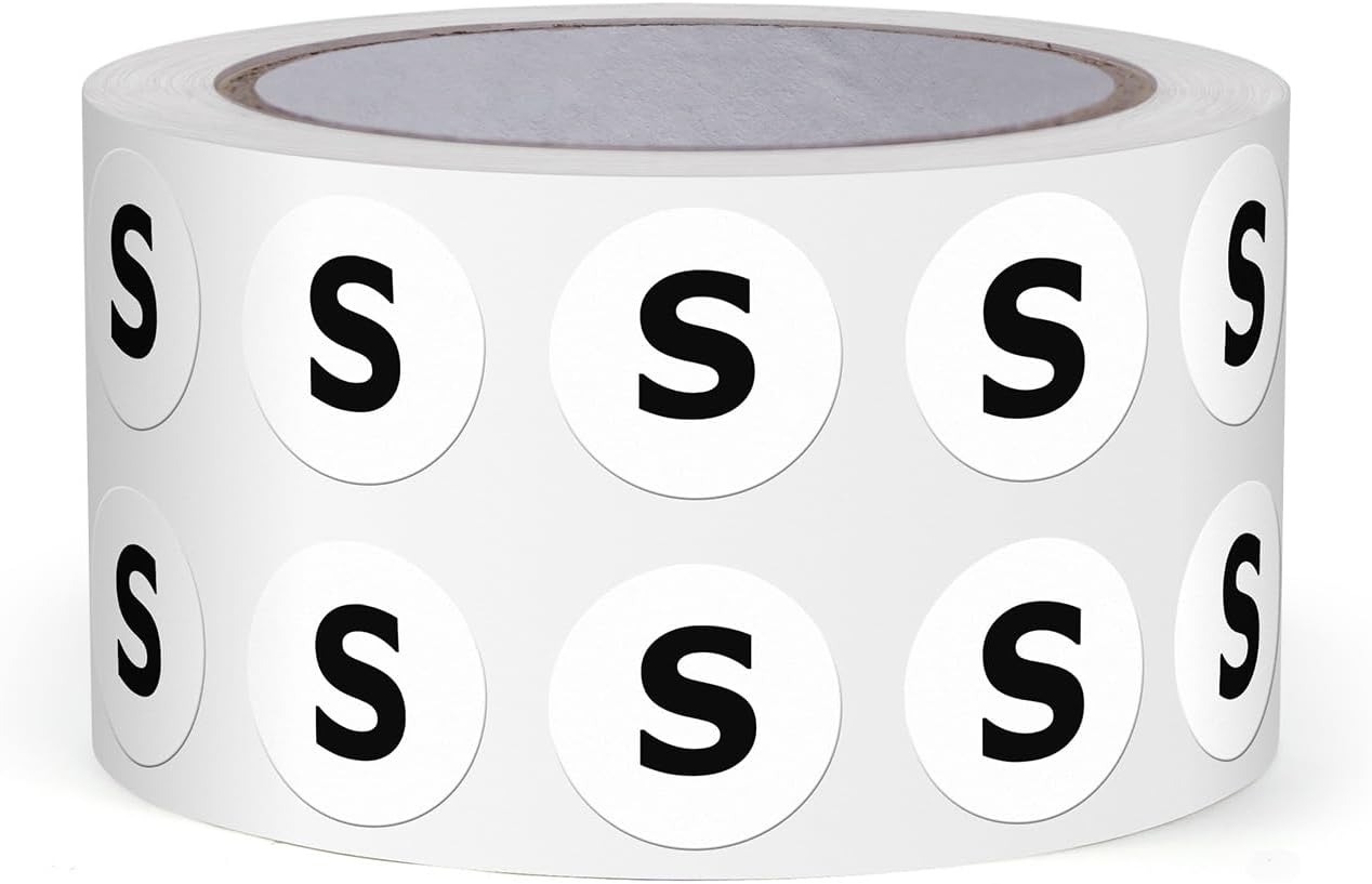Letter S Round Stickers 0.5 Inch Vinyl Circle Capital Alphabet Labels Self-Adhesive Removable Waterproof Dots Tags for Home Office Inventory 1000 PCS