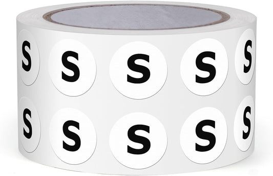 Letter S Round Stickers 0.5 Inch Vinyl Circle Capital Alphabet Labels Self-Adhesive Removable Waterproof Dots Tags for Home Office Inventory 1000 PCS
