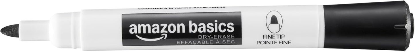 Amazon Basics Low-Odor Dry Erase Whiteboard Markers, Chisel Tip, Black, 36 Count