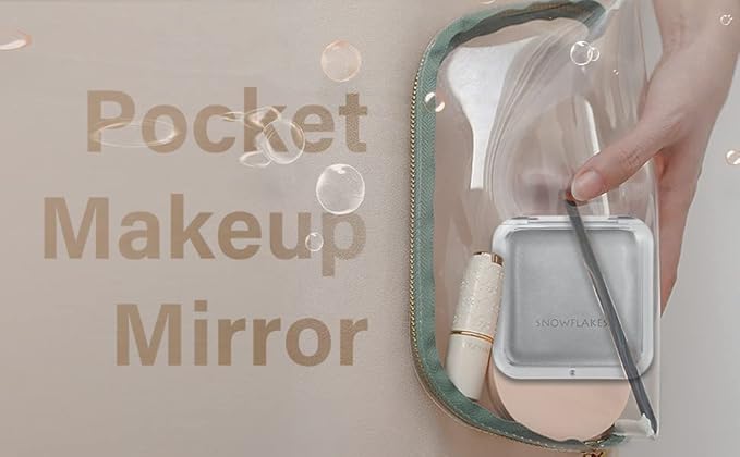 Compact Travel Magnifying Mirror - Snowflakes Small Pocket Mirror -1x/15x Magnification Cosmetic Mirrors Handheld Portable for Travel and Purses (Silver)