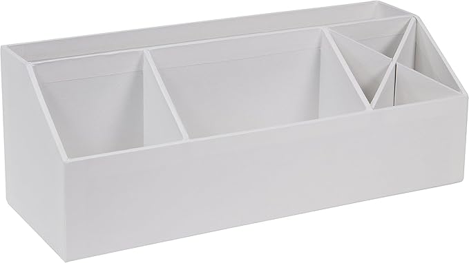 Bigso Elisa Desktop Organizer - Durable Office Desk Organizer with 7 Compartments for Office Supplies and Accessories - 13.1 in x 4.9 in x 4.9 in - White
