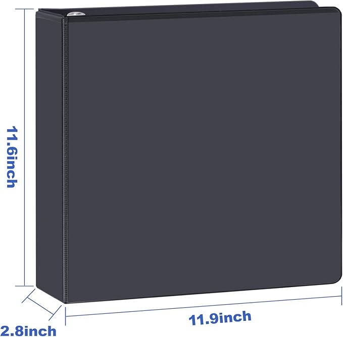 3 Ring Binder 2 Inch, ViVin Sturdy 2"-Slant D Ring Binder with 2 Interior Pockets, Clear View Cover, PVC-Free, Fits 500 Sheets of US Letter Size Paper (6 Pack, Black)