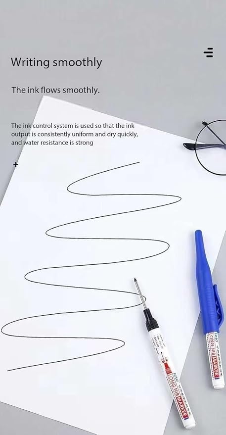 Long Head Deep Hole Marker, 20mm/30mm/45mm head deep hole marker 2025 Upgrade, Permanent, Quick-dry, Waterproof Long Nib, Colorful Carpenter Deep Reach Markers, 4 Color Set (30MM LONG HEAD)