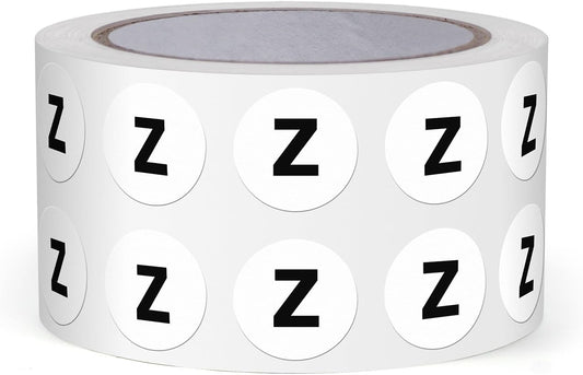 Letter Z Round Stickers 0.5 Inch Vinyl Circle Capital Alphabet Labels Self-Adhesive Removable Waterproof Dots Tags for Home Office Inventory 1000 PCS