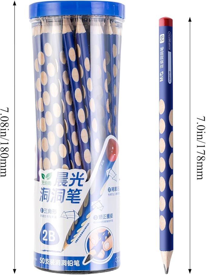 M&G 50 Pcs Triangular Pencils for Kids, Triangular Pole with Grip Correction 2B Pencils, Graphite Wood Pencils with Smooth Writing for School, Office Supplies, Painting, Sketching, Weddings, Party