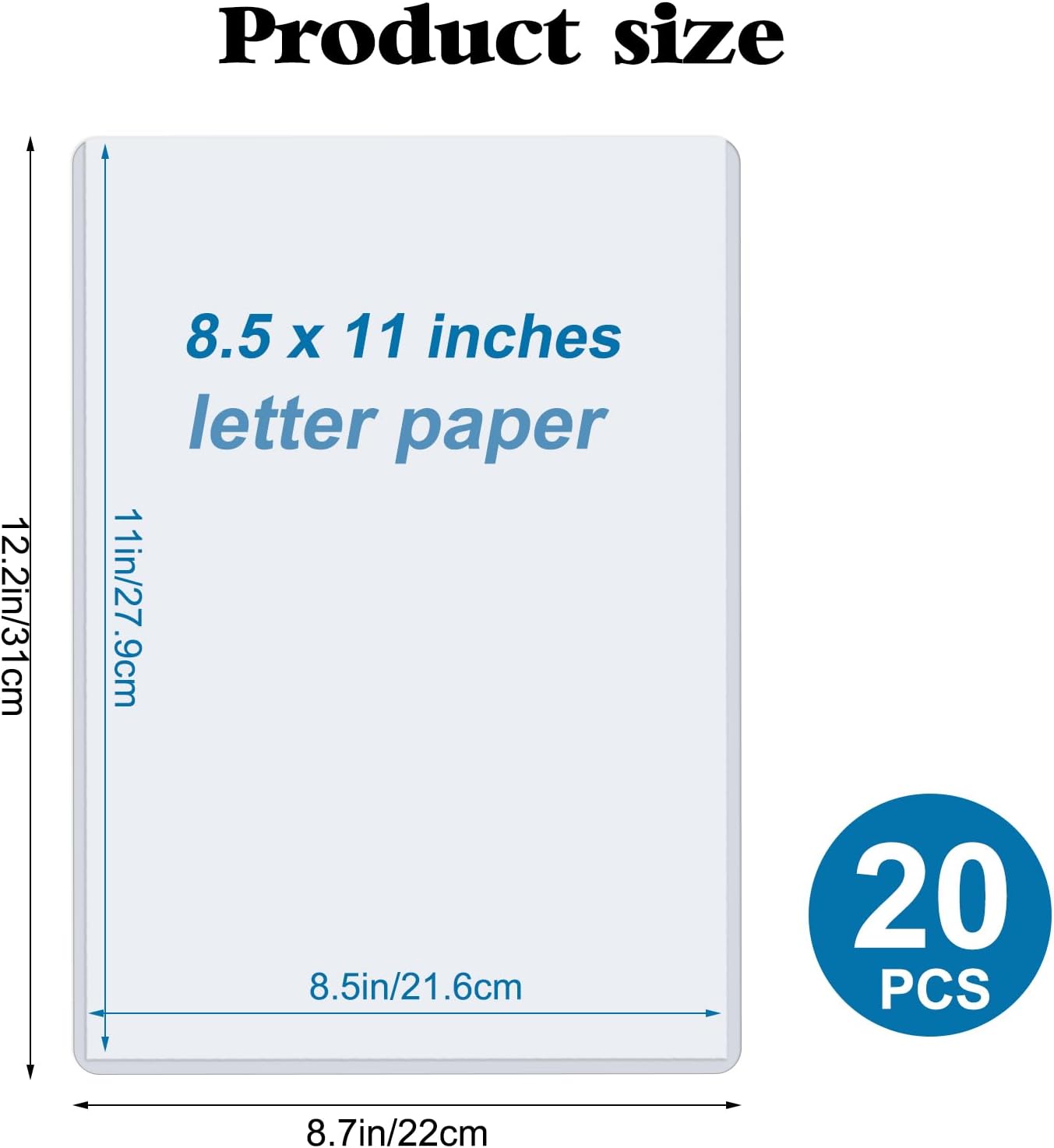 8.5" x 11" Hard Plastic Sheet Protectors, Menu Rigid Print Protectors, Clear Certificate Waterproof Protectors, Paper Sleeves Photo Plastic Sleeves Document Holder, Birth Certificate Protector(20Pack)