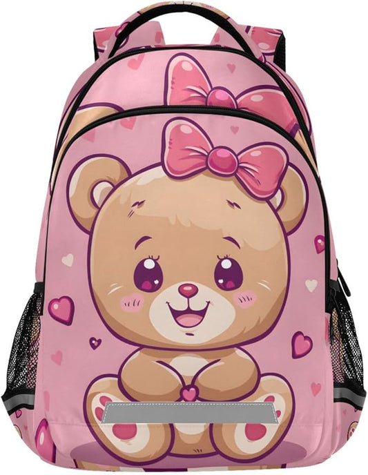 Cute Teddy Bear Backpack for Girls Elementary School Bag Kids Boys Bookbag Travel Rucksack