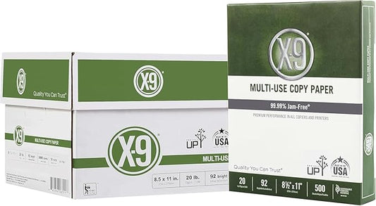 (8.5"" x 11"" Letter) - X-9 Multi-Use Print & Copy Paper, White, Brightness 92, Case of 10 Reams - 5,000 Pages Total (OX9001-CTN)