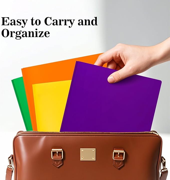 2-Pocket Folders with 3 Prongs,60-Pack Plastic Folders with Pockets and Prong Holds Letter Size Paper, Plastic Pockets Folder for School, Office and Home, Purple