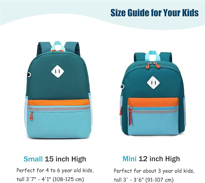 HawLander Little Kids Backpack for Boys Toddler School Bag Fits 3 to 6 years old, 15 inch, Blue