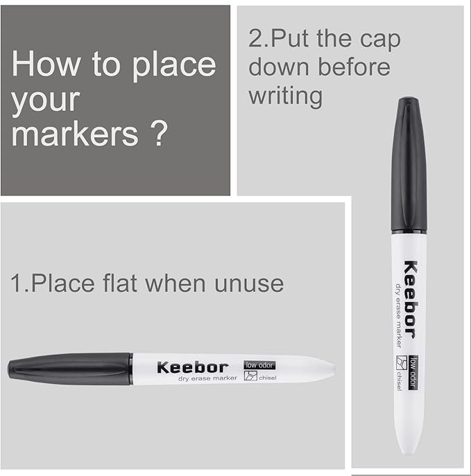 Dry Erase Markers Bulk, Chisel Tip, Black, 72 Pack Low-odor Whiteboard Markers, Office & Back to School Supplies, 20% More Ink