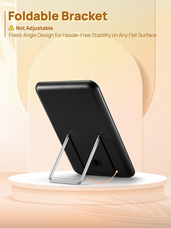 OMIRO Desk Makeup Mirror, 8 x 5 inches Table Mirror with Foldable Stand and Hanging Hole for Shaving and Travelling, Black