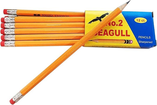 Seagull Pencils Pre-sharpened No. 2 144/box 12 Boxes of 12 New Improved Eraser Back to school