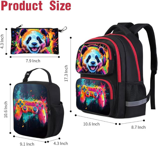 Kids Backpack for School - 17 Inch 3D Reflective Cartoon Bookbag with Dual Zippers, Ergonomic Design for Boys & Girls Ages 6-18 | Durable 600D Polyester Children's Backpack