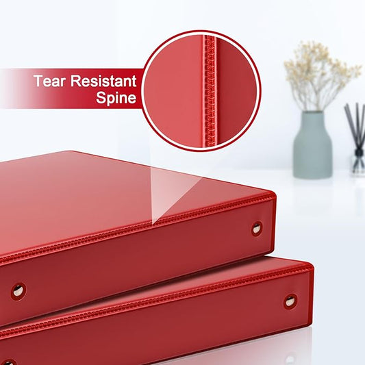 COMIX 3 Ring Binder 1.5 inch with Clear View Cover, 1.5" View Binder Holds 300 Sheets of US Letter Size Paper, 6 Pack (Red)