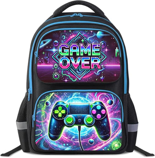 Kids Backpack for School - 17 Inch 3D Reflective Cartoon Bookbag with Dual Zippers, Ergonomic Design for Boys & Girls Ages 6-18 | Durable 600D Polyester Children's Backpack