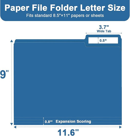 File Folder, RAZCC 150 Pack 1/3 Cut Tab File Folders Letter Size, Colored File Folders for Office Classroom Use, Colored Folders with Tabs, Assorted 5 Colors