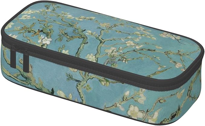 Van Gogh Almond Blossoms Large Pencil Case With Zipper Compartments Stationery Pencil Bag For Kids Teens Students School Supplies