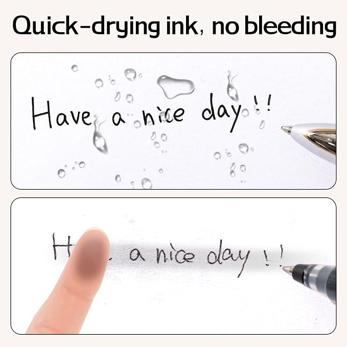 deli Gel Pens, 36 Pcs Retractable Black Ink, 12 Pens with 24 Refills，Medium Point Pen 0.7mm, Smooth Writing, Fast Dry, No Bleed for Journaling Note Taking, Home School Office Supplies