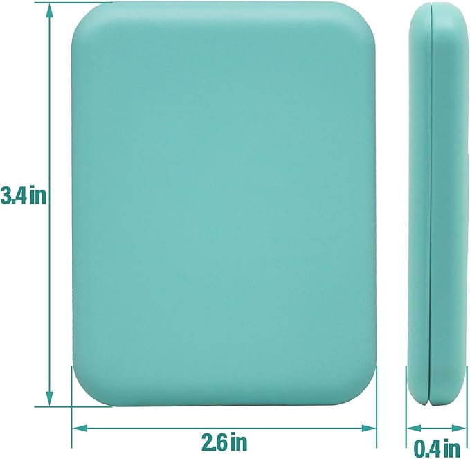 Portable LED Compact Travel Pocket Small Mirror with Light- 2-Sided 1X/3X Magnification, Folding Design, Handheld Mini Light-Up Mirror for Purse in Green.