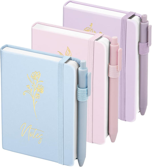 3 Pack Pocket Journaling Notebooks, A6 Small Notebook For Note Taking Journaling Notebooks Journals For Writing Mini Note Pads With Pen Holder 120 Pages 100 GSM Thick Paper