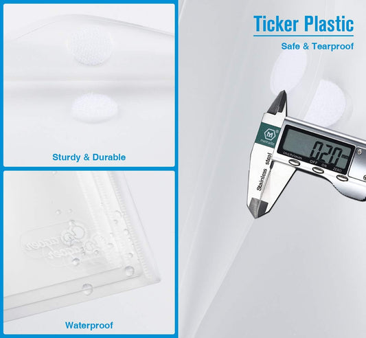 ABSOFINE 25 Pack Transparent Plastic Envelope Folders, A4 Letter Size, 100% Clear, Hook & Loop Closure, Label Pocket, Easy Storage