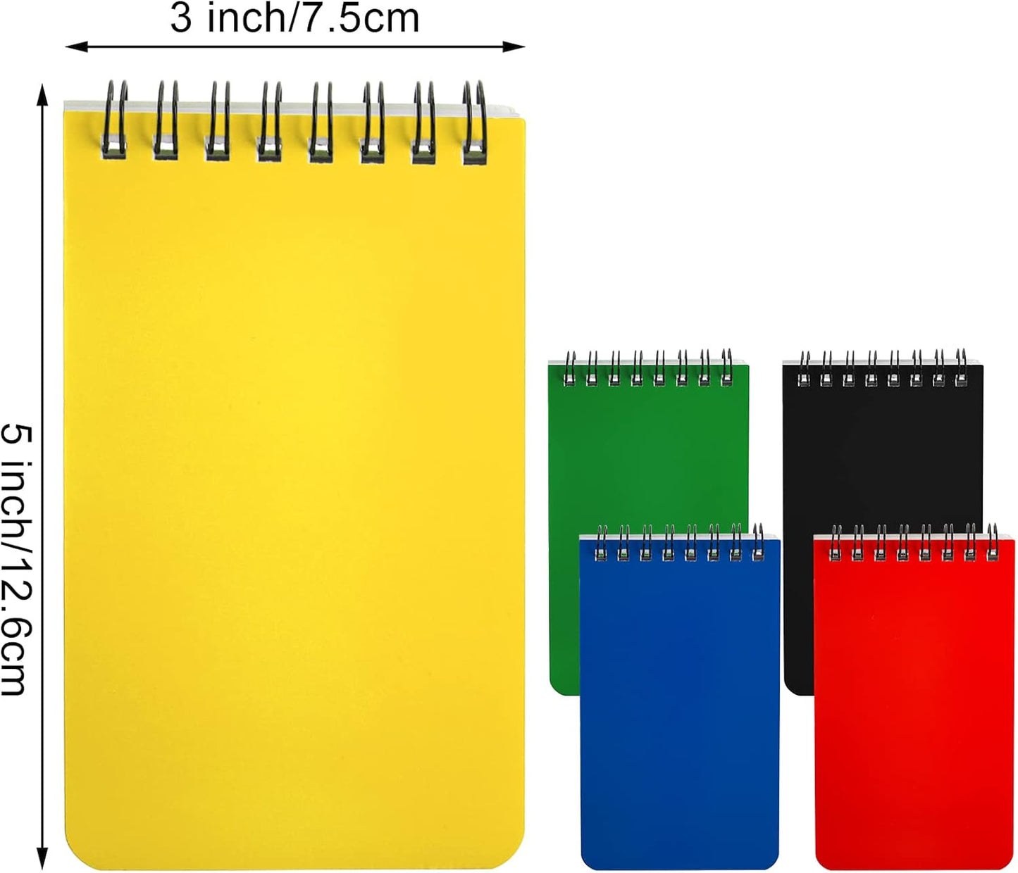 Hacaroa 30 Pack Top Spiral Memo Pads, 3"x5" Lined Pocket Notebook Mini College Ruled Paper, Wirebound Small Steno Pads for Home, School, Office, 75 Sheets, Assorted Colors