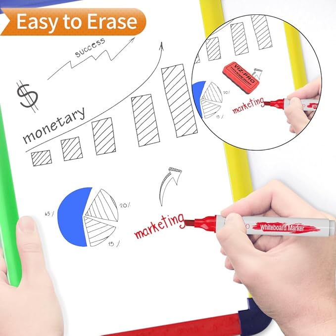 VIZ-PRO Dry Erase Markers, Chisel Tip, Assorted Colors, 12-Count Low-Odor Whiteboard Pens