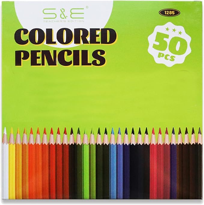 S & E TEACHER'S EDITION 50Pcs Colored Pencils,50 Vibrant Colors, Drawing Coloring Pencils for Kids Back to School Supplies for Teachers