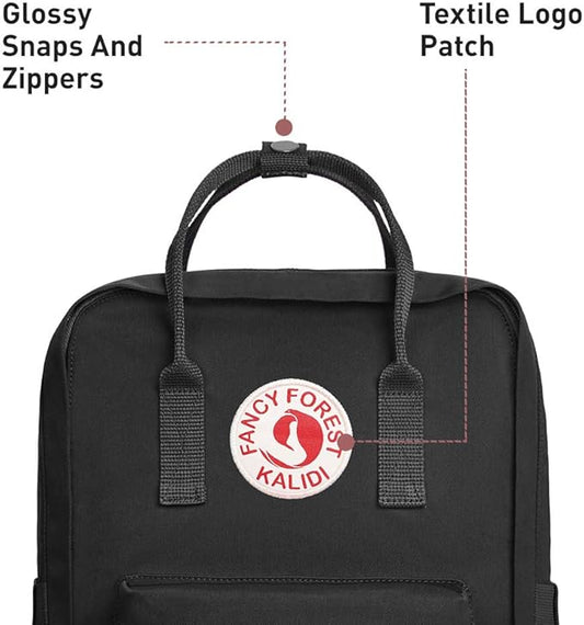 KALIDI Casual Laptop Backpack 15 Inches Classic Camping Rucksack Travel Outdoor Square Daypack College Hiking Gym Bag, Black