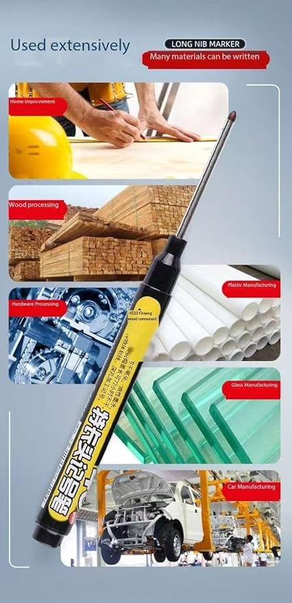 Long Head Deep Hole Marker, 20mm/30mm/45mm head deep hole marker 2025 Upgrade, Permanent, Quick-dry, Waterproof Long Nib, Colorful Carpenter Deep Reach Markers, 4 Color Set (45MM LONG HEAD)