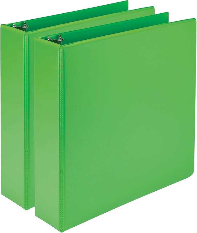 Samsill Plant-Based 2 Inch Durable Round Ring, Made in USA, View Binder, Eco-Friendly, USDA Certified Biobased, 2 Pack, Lime Green