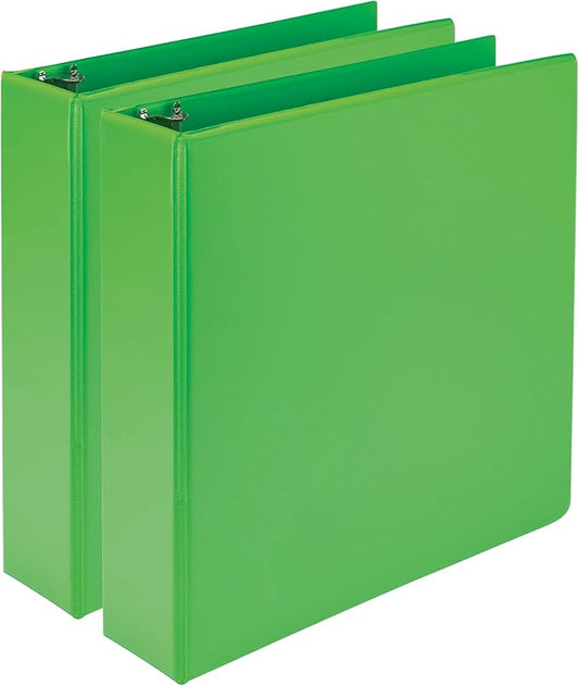 Samsill Plant-Based 2 Inch Durable Round Ring, Made in USA, View Binder, Eco-Friendly, USDA Certified Biobased, 2 Pack, Lime Green