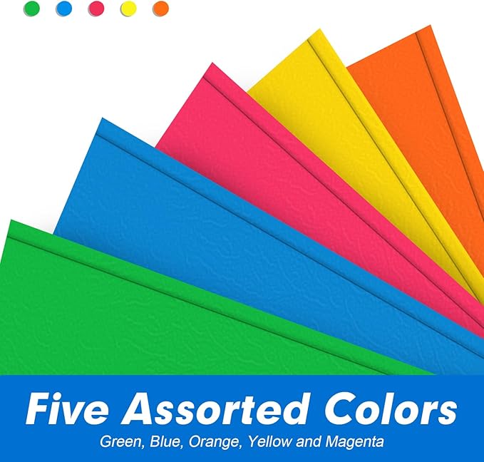 Two Pocket Folders, RAZCC 50 Pack Two Pocket Folders with Prongs, 3 Prong Folders Fit Letter Size Paper, Pocket Paper File Folders for School Office Home Business, Assorted 5 Colors