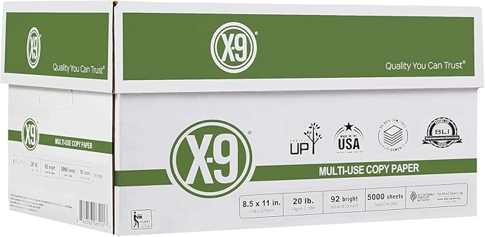 (8.5"" x 11"" Letter) - X-9 Multi-Use Print & Copy Paper, White, Brightness 92, Case of 10 Reams - 5,000 Pages Total (OX9001-CTN)