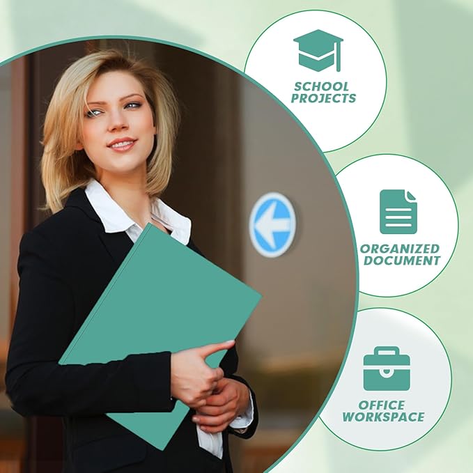 Two Pocket Folders, PANDRI 30 Pack Two Pocket Folders with Prongs, Designed for Office and Classroom, Assorted 5 Dark Colors 2 Pocket 3 Prong Folders