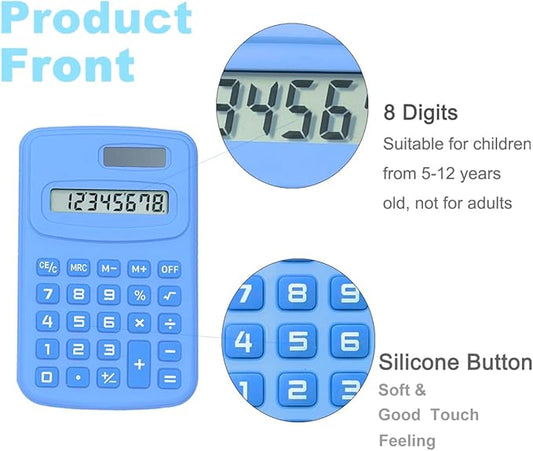 Basic Calculator Digit Silicone Button Desktop Calculator (4 Colors, Set of 8) (C, Pack of 8)