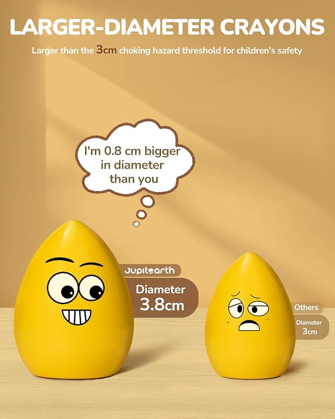 12 Colors Egg Crayons for Toddlers 1-3, Palm-Grasp Non Toxic Jumbo Washable Crayons for Kids, Fat Brain Toys for Preschool Art Supplies and Perfect Easter Gifts for Boys and Girls