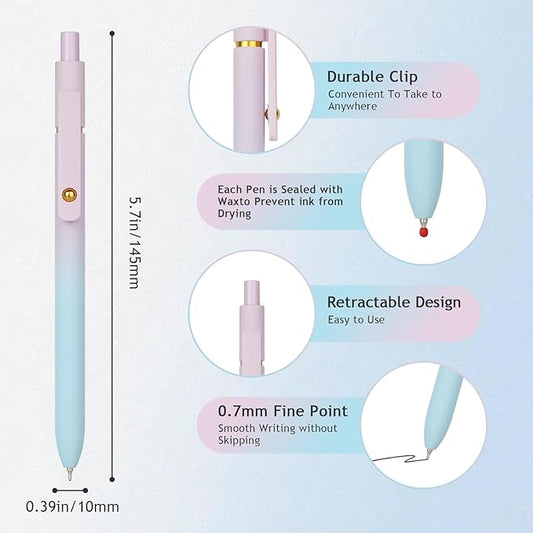 Ddaowanx Gel Pens,0.7mm Quick Dry Black Ink,Fine Point Smooth Writing Pen,Aesthetics Office School Supplies,Gifts for Women,Teen Girl Gifts Trendy Stuff (6 Pcs Gradient, Black)