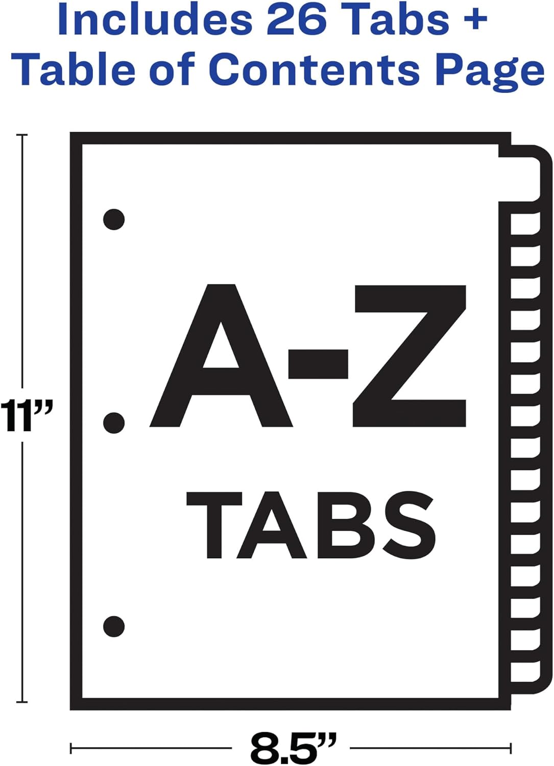 Avery A-Z Tab Dividers for 3 Ring Binder, Customizable Table of Contents, Multicolor, 1 Set (11125)