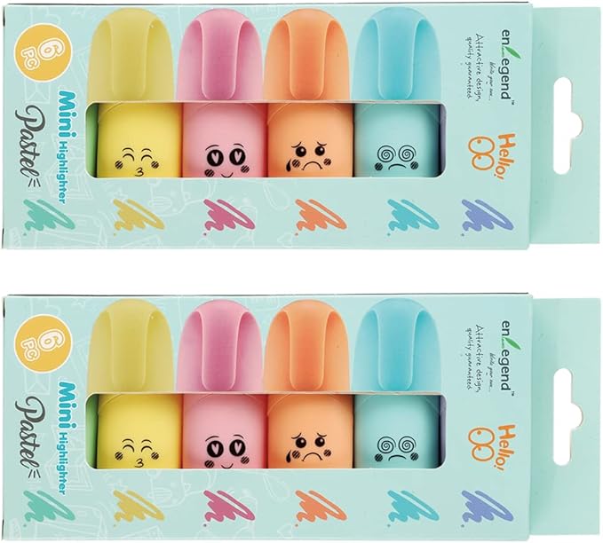 12 pieces Kawaii School Supplies Assorted Colors Cute Mini Highlighters Kawaii Design Gift Highlighter Marker Pen