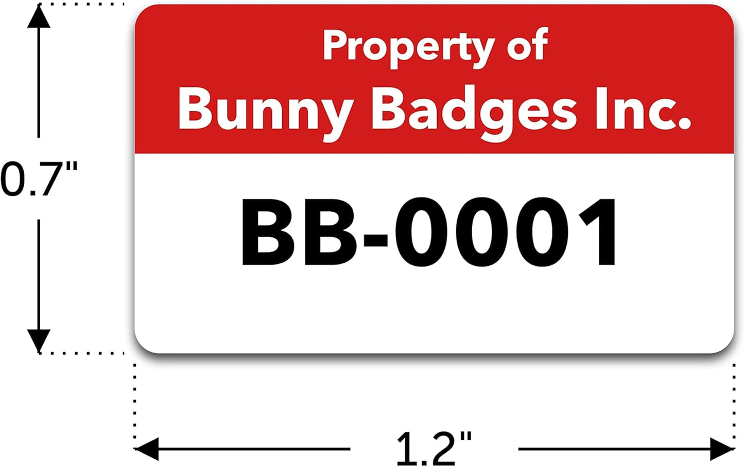 Custom Asset Tags - Asset Labels with Sequential Numbers - 1.2” x 0.7” (100-5000 Labels)