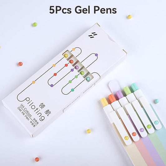 Gel Pens, 5Pcs 0.5mm Fine Point Pens With Smooth Wirting,Quick Dry Aesthetic Pens For Journaling, Ballpoint for Office School Supplies,Gifts for Women Men Student(Ivory White)
