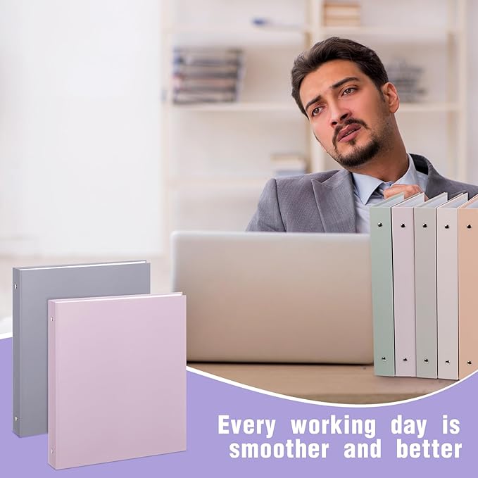 Ctosree 10 Pack Colored 3 Ring Binder with 2 Pockets Hardcover Loose Leaf Binder for Women Men Teacher Student School Office Home Supplies, Fits 11 x 8.5 Size Paper, 10 Colors(1",Fantasy Color)