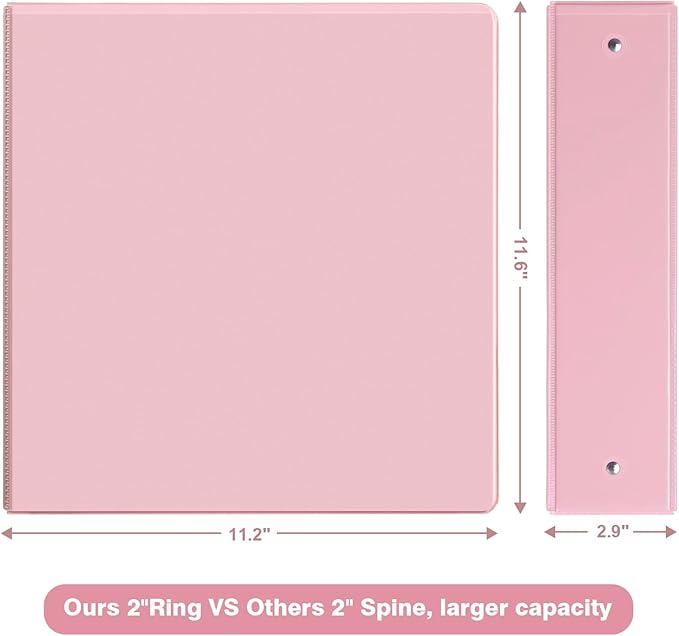COMIX Standard 3 Ring Binder 2 inch with Clear View Cover, 2" Round Ring View Binder Holds 400 Sheets of US Letter Size Paper, 6 Pack (Pink)