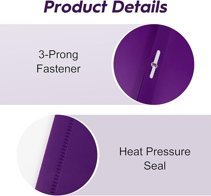 2-Pocket Folders with 3 Prongs,60-Pack Plastic Folders with Pockets and Prong Holds Letter Size Paper, Plastic Pockets Folder for School, Office and Home, Purple