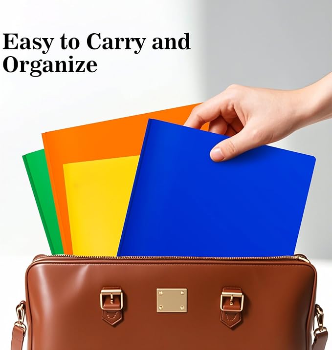 2-Pocket Folders with 3 Prongs,12-Pack Plastic Folders with Pockets and Prong Holds Letter Size Paper, Plastic Pockets Folder for School, Office and Home, Blue