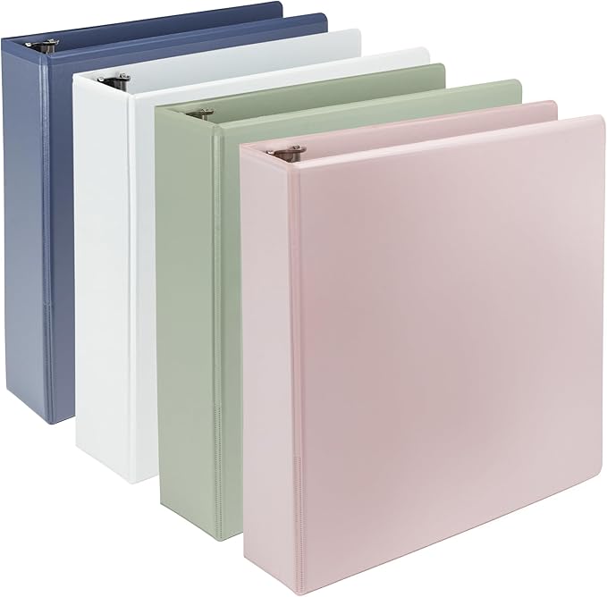 Samsill Plant-Based 2 Inch Durable D-Ring, Made in USA, View Binder, Eco-Friendly, USDA Certified Biobased, 4 Pack, Boho Assortment